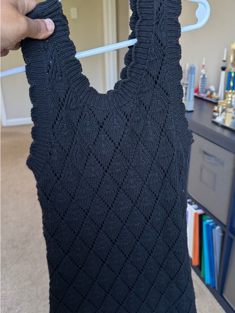 Girls Blavk Diamond-Knit Women's Sweater Dress